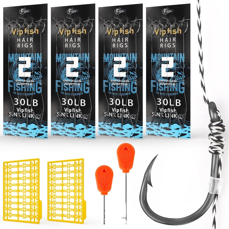 Vipfish 24 Pack Pre-Tied Carp Rigs with Sharp Hooks, Swivel & PE Line – Hook The Big One with Boilies, Pellets & Corn – The Ultimate Carp Fishing Equipment - Image 1